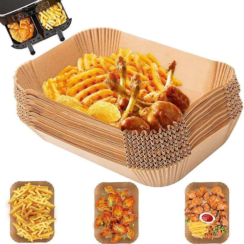 50pcs Rectangle Disposable Airfryer Baking Paper Liner