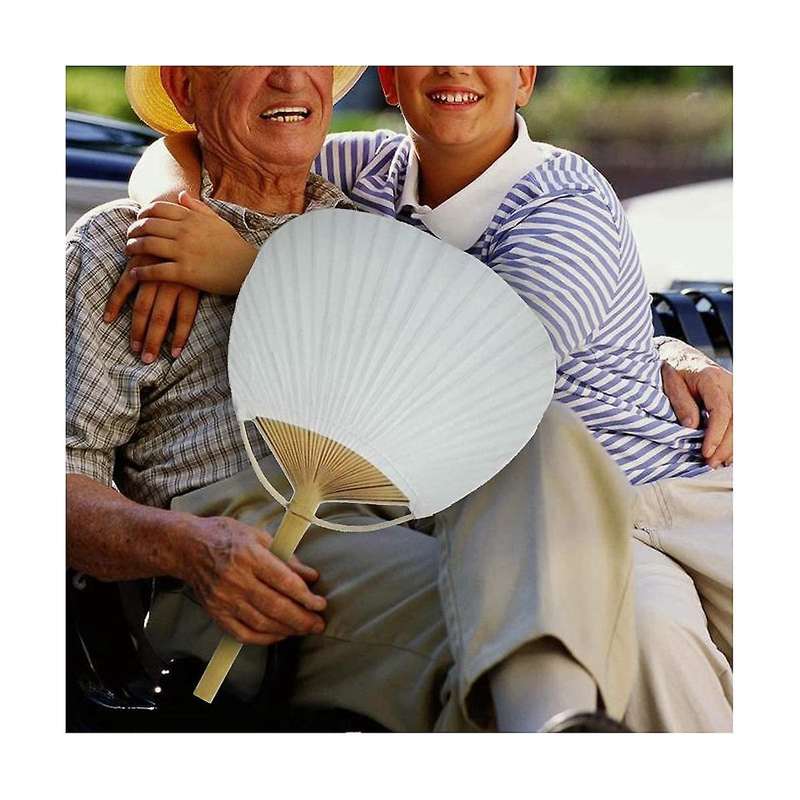 50pcs Pure White Bamboo Handle Blank Calligraphy Painting Blank Group Fan White Fan Wedding White Fa