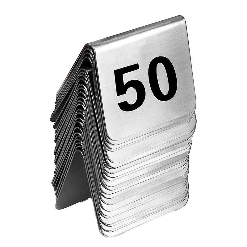 50PCS Restaurant Bar Place Table Marker Tabletop Number Sign Stackable Table Number Cards Double-Sid