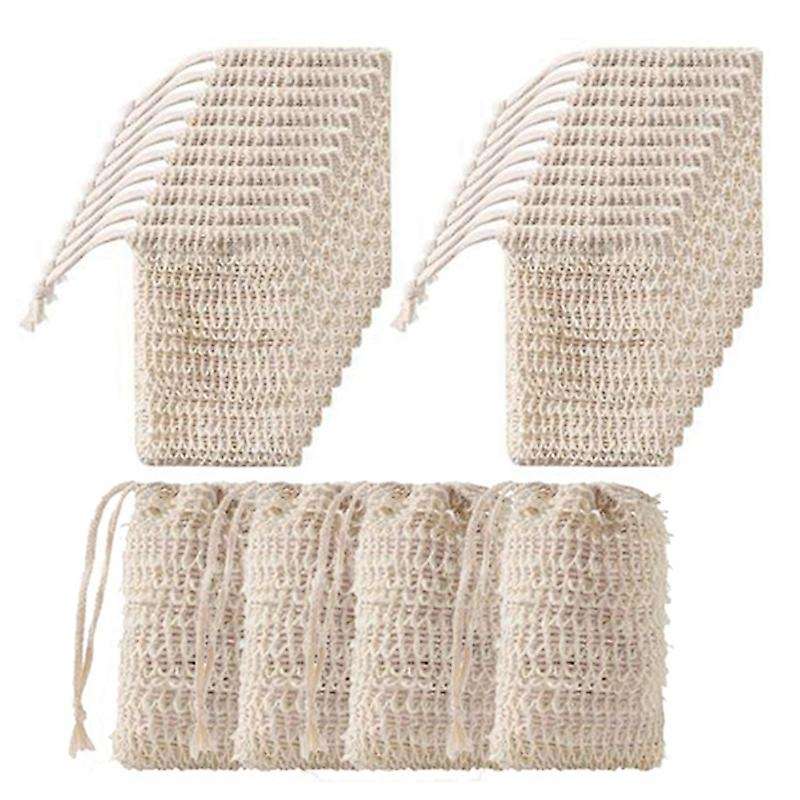 50Pcs Shower Bath Sisal Soap Bag Exfoliating Soap Saver Pouch Holder