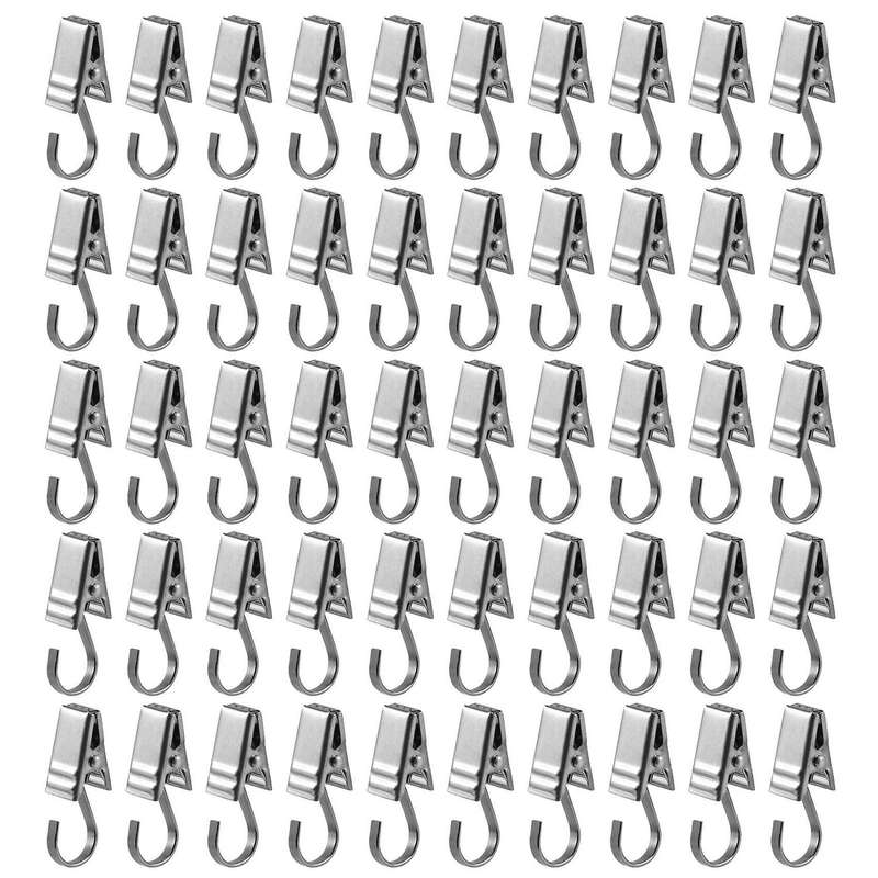 50pcs Stainless Steel Clips Hooks Clip Rings Metal Curtain Clips for Photos