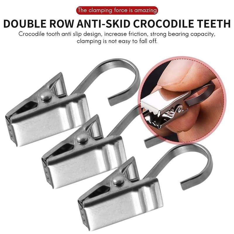 50pcs Stainless Steel Clips Hooks Clip Rings Metal Curtain Clips for Photos