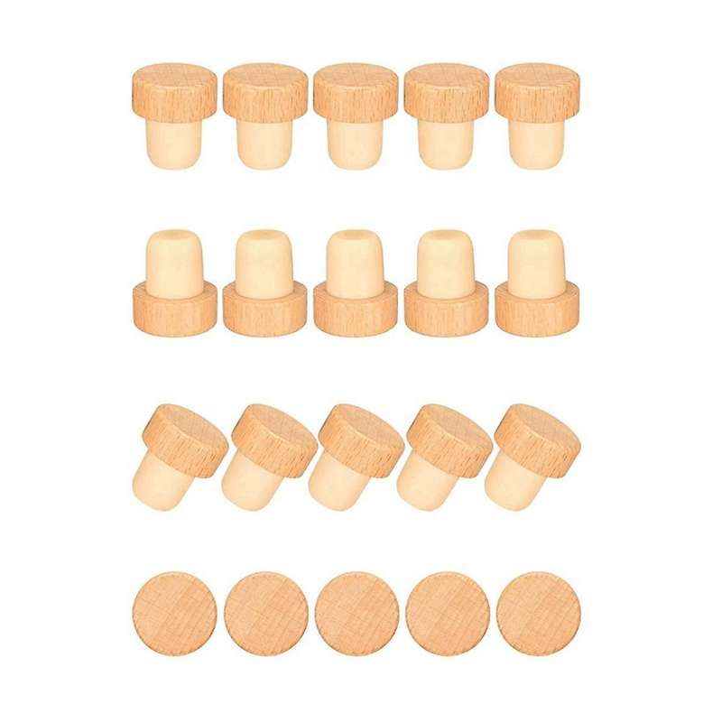 50pcs T Shape Wine Corks Tasting Corks T Shape Wine Corks with Beech Top Wooden Wine Bottle Stopper