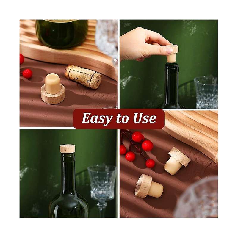 50pcs T Shape Wine Corks Tasting Corks T Shape Wine Corks with Beech Top Wooden Wine Bottle Stopper
