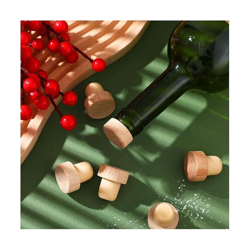 50pcs T Shape Wine Corks Tasting Corks T Shape Wine Corks with Beech Top Wooden Wine Bottle Stopper