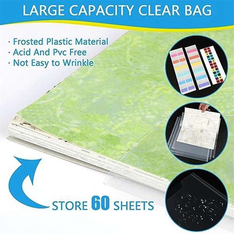 50-Piece 30X30Inch Scrapbook Paper Storage Clear Scrapbook Paper Storage Organizer Vinyl, Cardstock