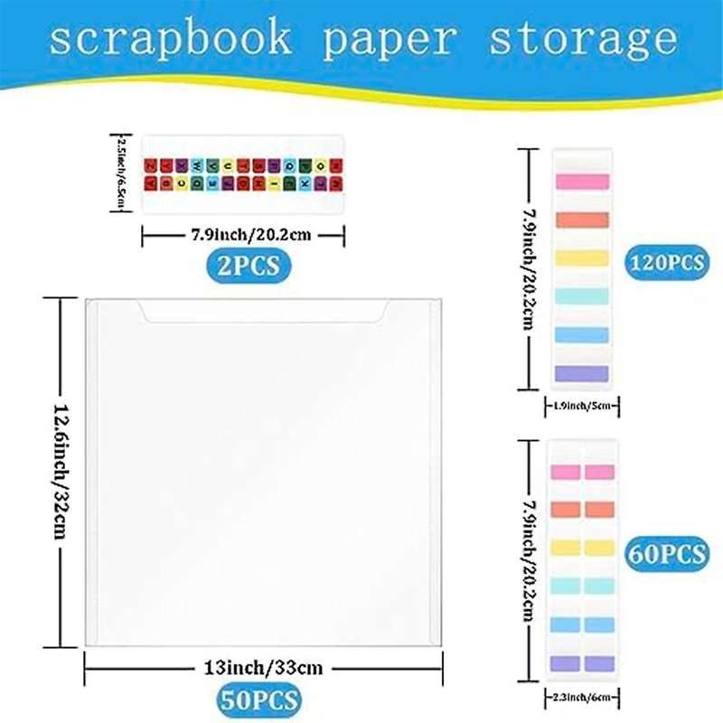50-Piece 30X30Inch Scrapbook Paper Storage Clear Scrapbook Paper Storage Organizer Vinyl, Cardstock