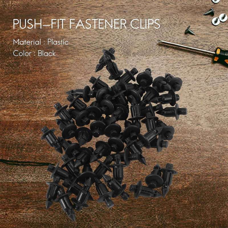 50x Plastic Rivet Bike Fairing Trim Panel Fastener Clips 6mm Compatible Black