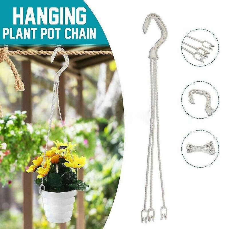 50X Flower Pot Hook Clip Garden Plant Hanger Hanging Stand Basket Chain Durable -White