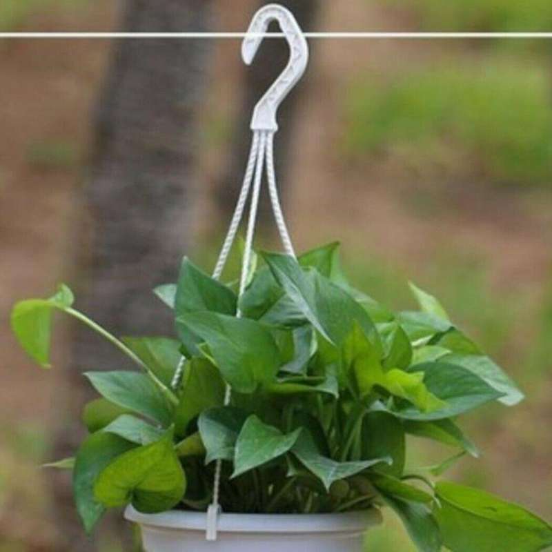 50X Flower Pot Hook Clip Garden Plant Hanger Hanging Stand Basket Chain Durable -White