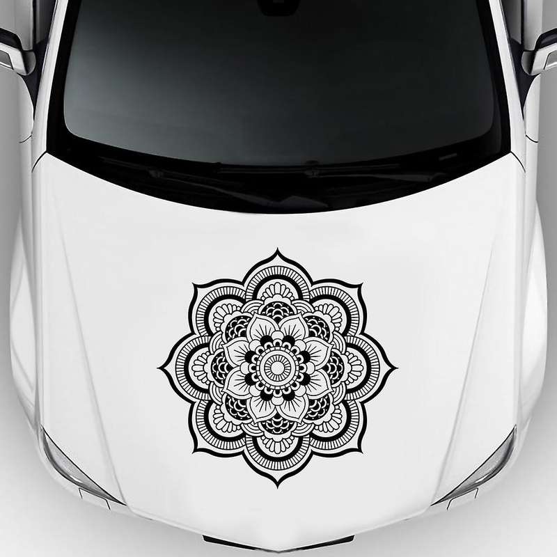 50X50cm Car Hood Vinyl Decal Mandala Sticker for Wrangler Totem Cover Hood Car Sticker Black White