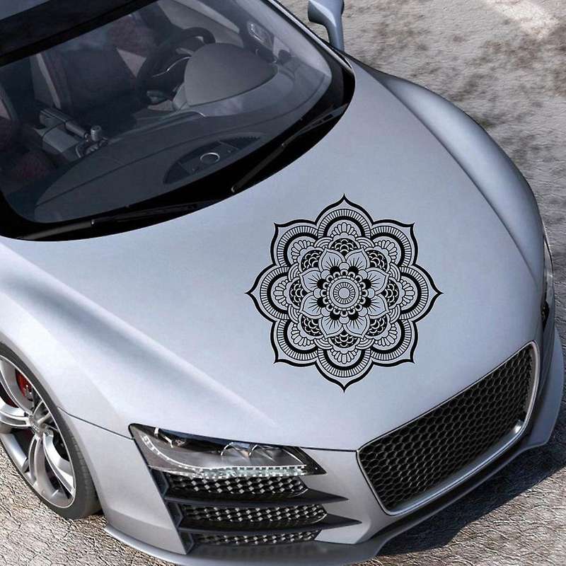 50X50cm Car Hood Vinyl Decal Mandala Sticker for Wrangler Totem Cover Hood Car Sticker Black White