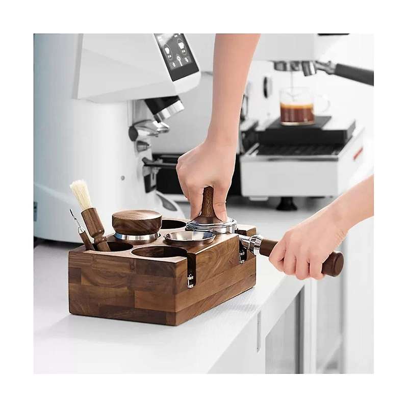 51/53mm Coffee Tamper Holder Portafilter Rack Walnut Wood Espresso Tamper Mat Coffee Maker Support