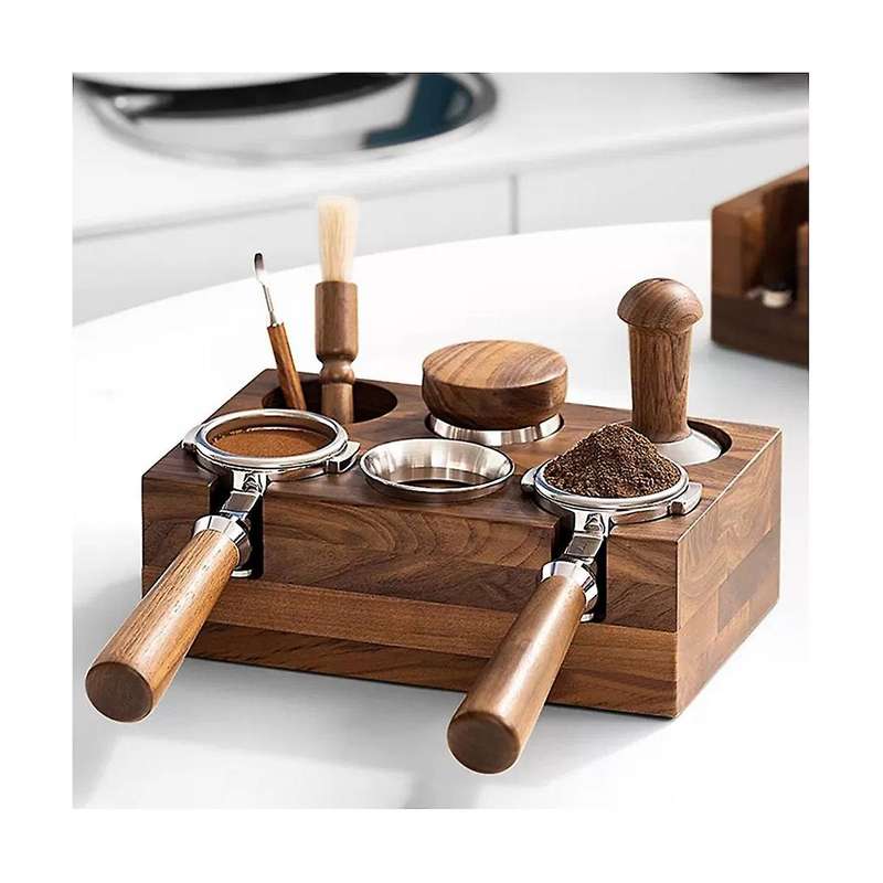 51/53mm Coffee Tamper Holder Portafilter Rack Walnut Wood Espresso Tamper Mat Coffee Maker Support