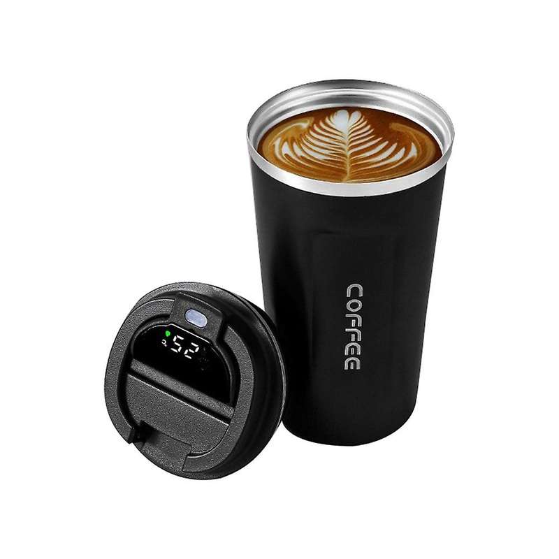 510ml Smart Bottle for Coffee Led Temperature Display Thermal Mug Insulated Tumbler Coffee Cup Blac