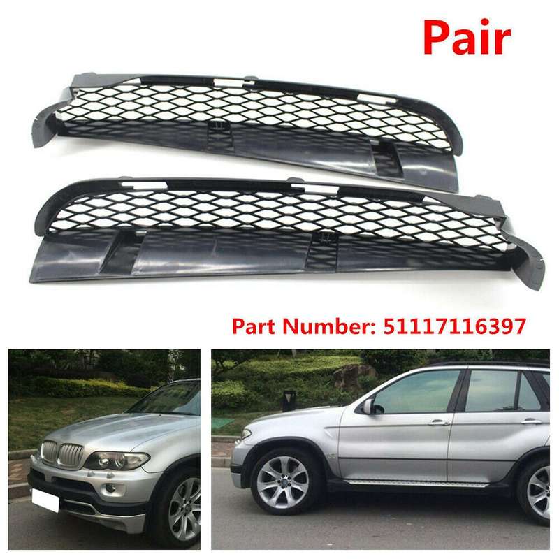51117116397/51117116398 Left+Right Side 1 Pair Front Lower Bumper Grille Replacement for - X5 E53 04