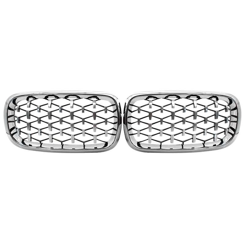 51117294486 51117294485 Chrome Plated Front Bumper Cooling Grille Meteor Diamond Center Mesh Car fo