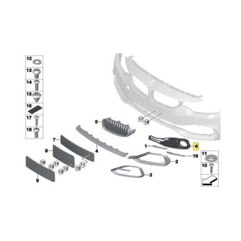 51117294833 51117294834 Fog Light Trim Grille Fog Light Frame Car for 4' F32 F33 F36