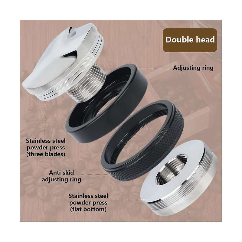 51mm 304 Stainless Steel 3 Angled Slopes and Flat Base Double Head Coffee Powder Tamper Espresso Po