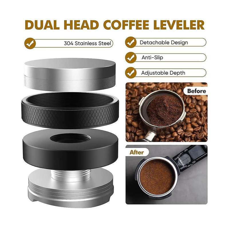51mm Coffee Tamper and Espresso Distributor,51mm Stainless Steel Espresso Dosing Funnel Set,dual He