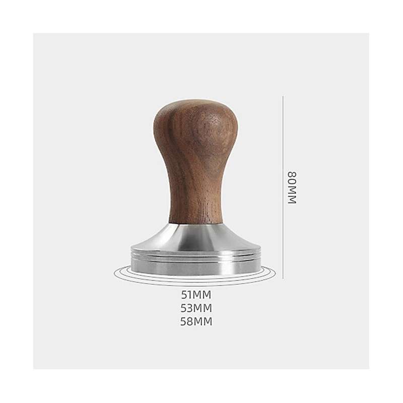 51mm Coffee Tamper 304 Stainless Steel Wooden Handle Flat Pressure Press Hammer Barista Tools Coffe