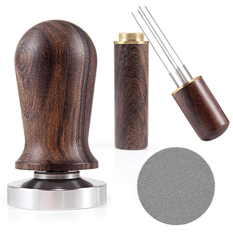 51mm Espresso Coffee Tamper&stirrer Set-wooden-handle Spring-loaded Calibrated Tamper with Premium S