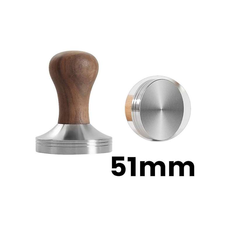 51mm Coffee Press Tool Elastic Coffee Tamper with 304 Stainless Steel Base & Solid Wood Handle Coff