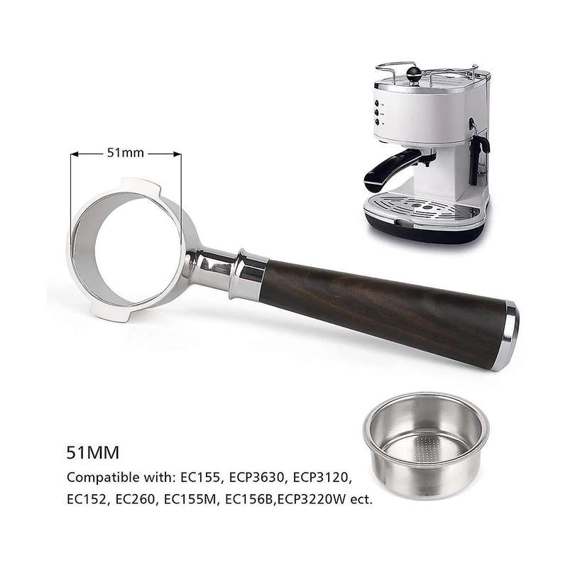 51mm Portafilter for Ecp3420/ec155/bco430/ec260, 51mm Bottomless Portafilter 2 Ears Handle