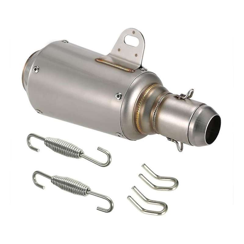 51mm Universal Motorcycle ATV Frosting Stainless Steel Exhaust Pipe Muffler-Silver