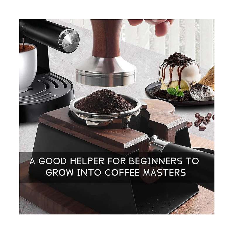 51mm Portafilter 3 Ears, Stainless Steel,51mm Bottomless Portafilter with Wood Handle and Filter Ba