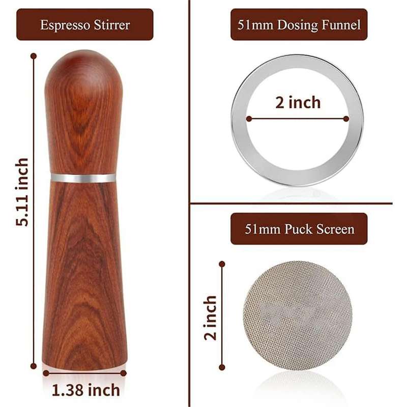 51mm Espresso Wdt Tool, Dosing Funnel and Screen Set, Espresso Accessories Kit Barista Set, Coffee N