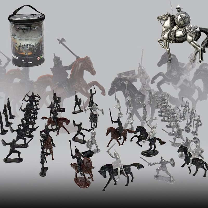 52 Pcs/bag Medieval War Horse Model Roman Medieval Warrior Model Toys