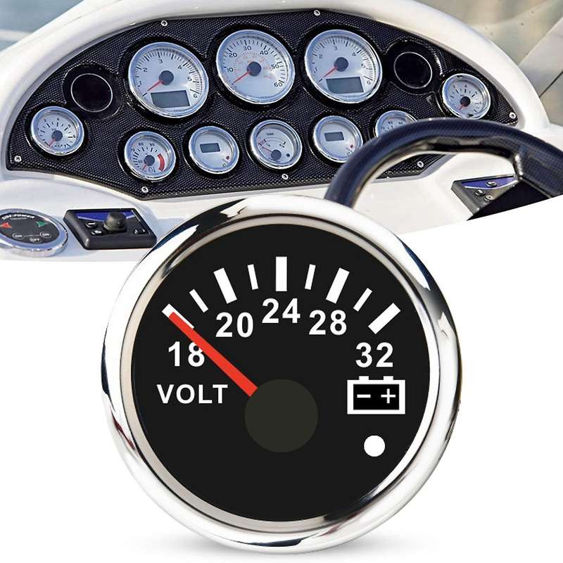 52 mm Voltmeter Volt Meter 8-16 Volt Voltage Gauge for Marine Yacht Waterproof Boat Car Gauges with