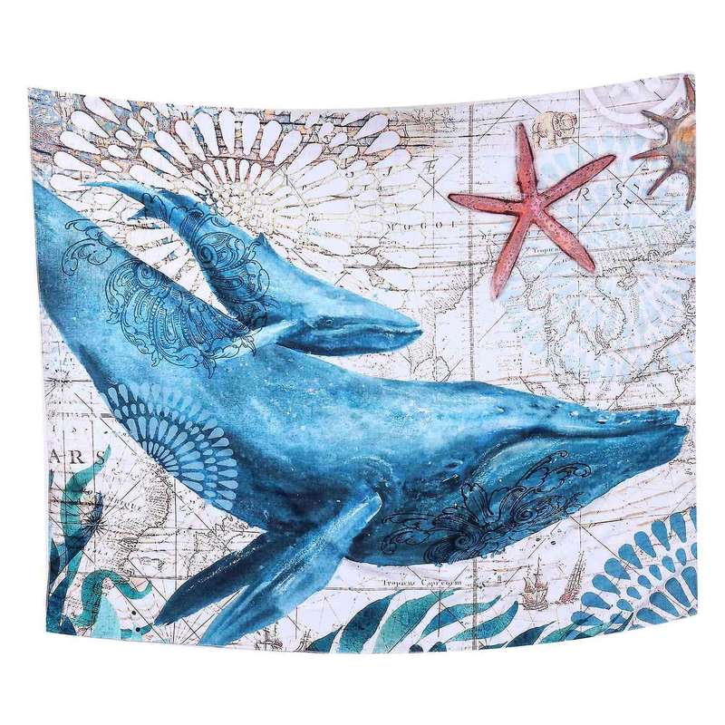 51x60 Inch Sea Whale Tapestry Marine Life Bohemian Tapestry Wall Hanging Tapestry Wall Art Decor Be