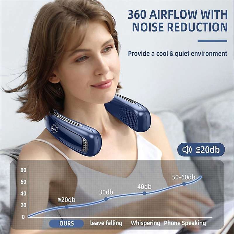 5200mAh Rechargeable Portable Neck Fan: 5-Speed, Bladeless & Light Weight Personal Air Conditioner f