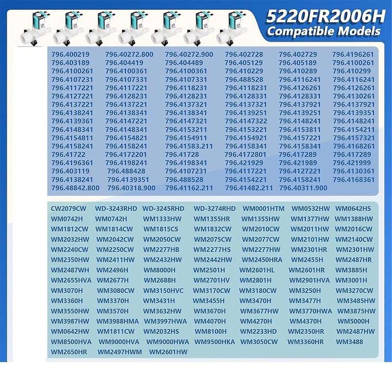 5220FR2075L Washer Cold Water Inle Valve and 5220FR2006H Washer Hot Water Inlet Valve for / Washer