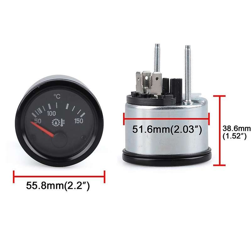 52mm Car Oil Temperature Gauge Oil Temp Meter Black Pointer 12V 50-150