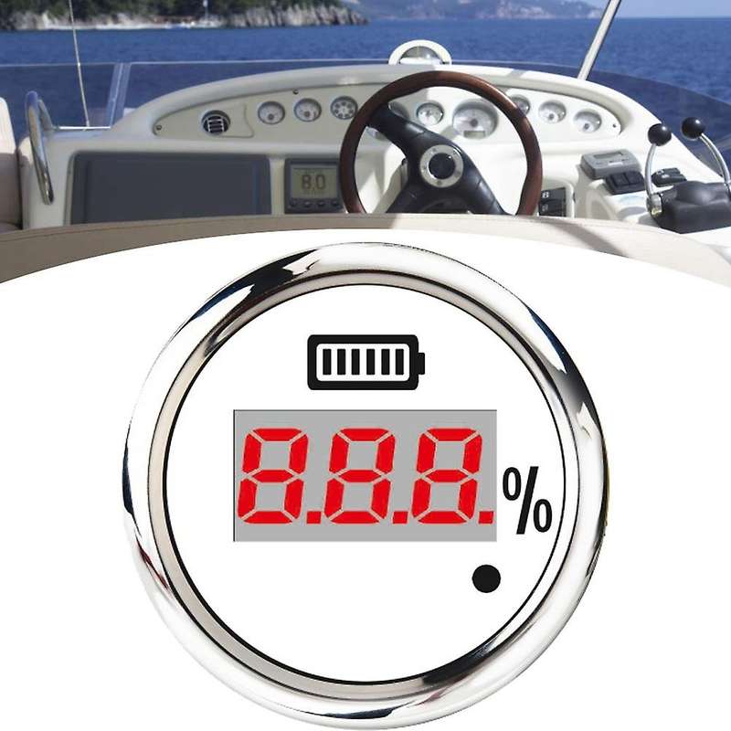 52mm Digital Battery Capacity Gauge Universal Waterproof Battery Digital Indicator Red Backlight wit