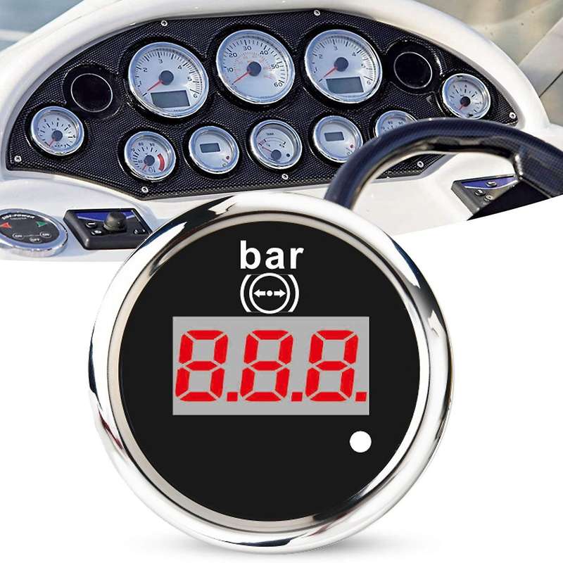 52mm Digital Air Pressure Gauge 0-10 Bar Universal Stainless Steel Meter Indicator Red Backlight wit