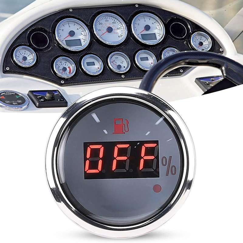 52mm Digital Fuel Level Gauge 0-190Ohm 240-33Ohm Universal Oil Tank Level Indicator Red Backlight wi