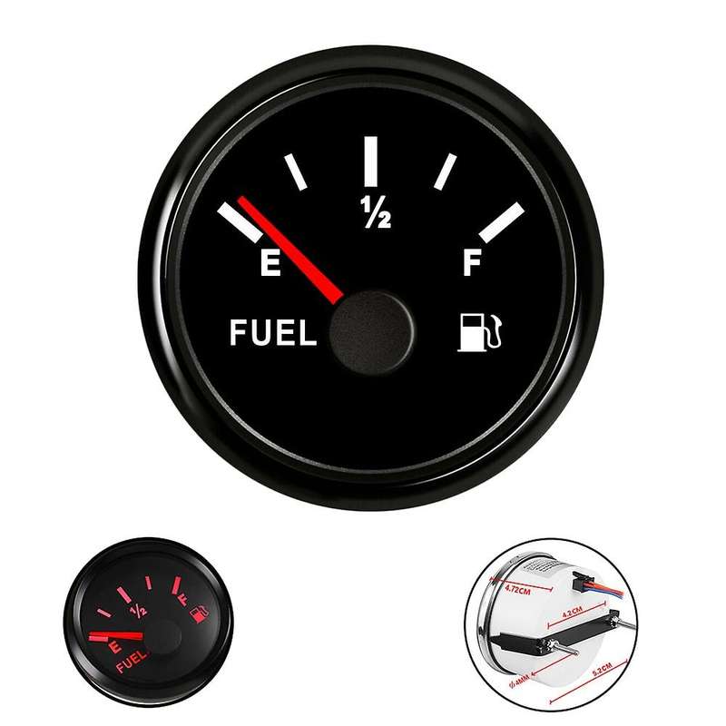 52MM Fuel Level Gauge 0-190 Ohms Waterproof Fuel Level Indicator for Car Truck Motorcycle Black