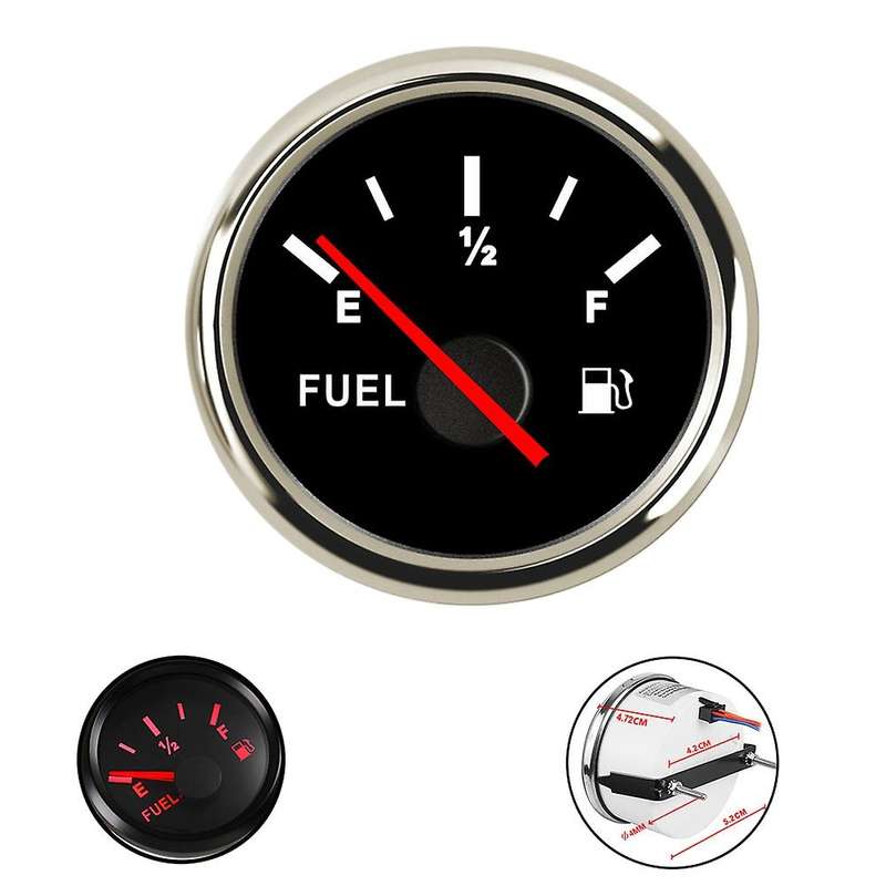 52MM Fuel Level Gauge 0-190 Ohms Waterproof Fuel Level Indicator for Car Truck Motorcycle Silver