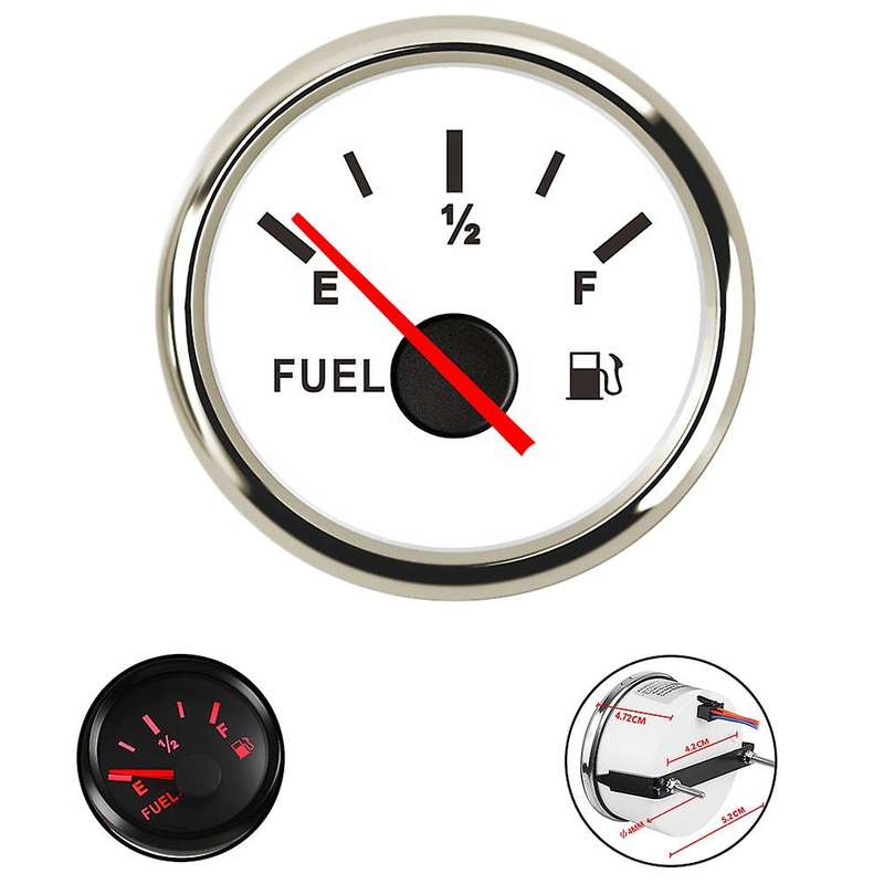 52MM Fuel Level Gauge 0-190 Ohms Waterproof Fuel Level Indicator for Car Truck Motorcycle White