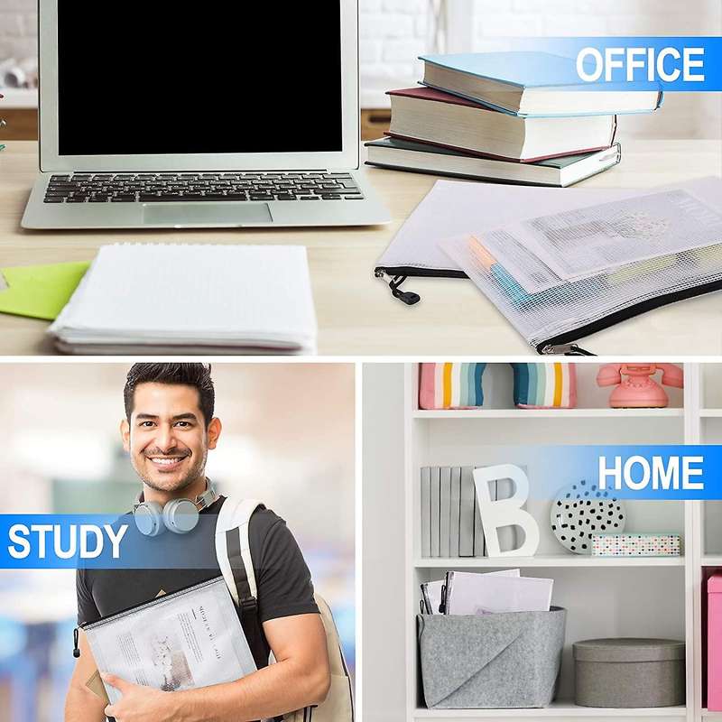 52Pcs Mesh Zipper Bag, A4 Folder Tabletop Game Bag with Zipper, Suitable for Classroom Office Travel
