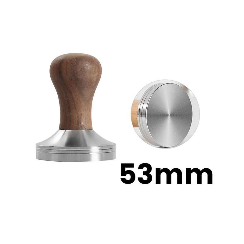 53mm Coffee Press Tool Elastic Coffee Tamper with 304 Stainless Steel Base & Solid Wood Handle Coff