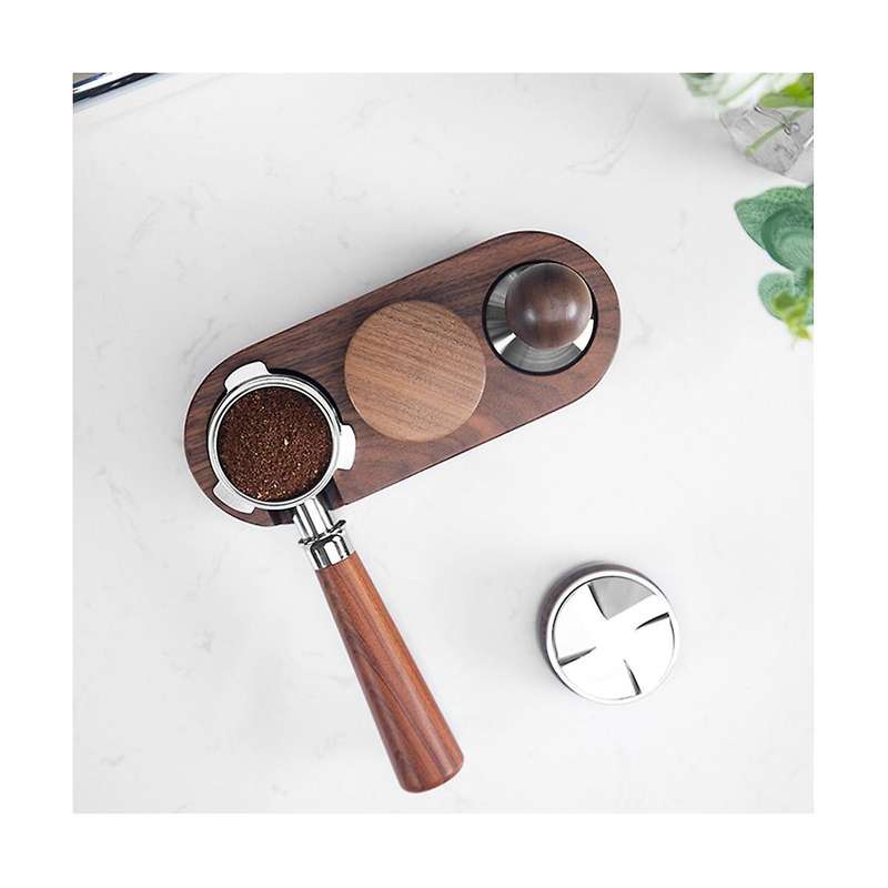 53mm Stainless Steel Coffee Cloth Powder Device Huanghuali Three-leaf Coffee Machine Non- Pressing