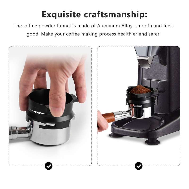 54mm Espresso Dosing Funnel Coffee Dosing Ring Rotatable Loop for 8 Series Coffee Machines(black)