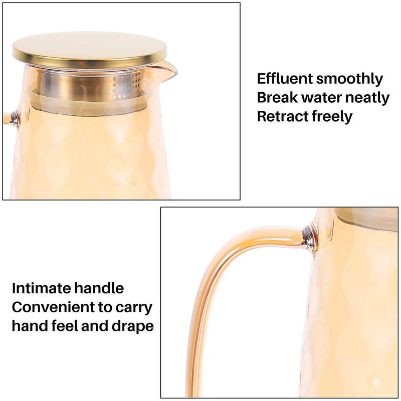 54oz Glass Pitcher with Lid Iced Tea Pitcher Water Jug Hot Cold Water Ice Tea Wine Coffee Milk And