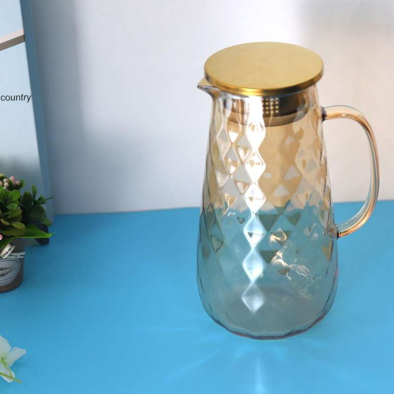 54oz Glass Pitcher with Lid Iced Tea Pitcher Water Jug Hot Cold Water Ice Tea Wine Coffee Milk And