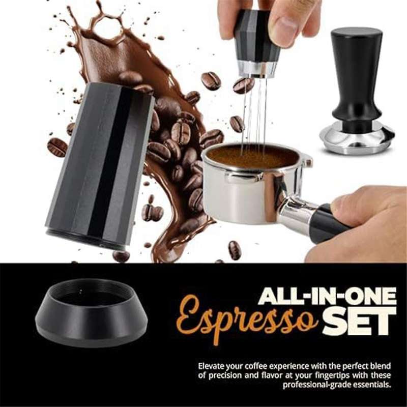 54mm Portafilter Espresso Kit Set -stainless Steel & Aluminum Alloy Wdt Tool & Precision Tamper with